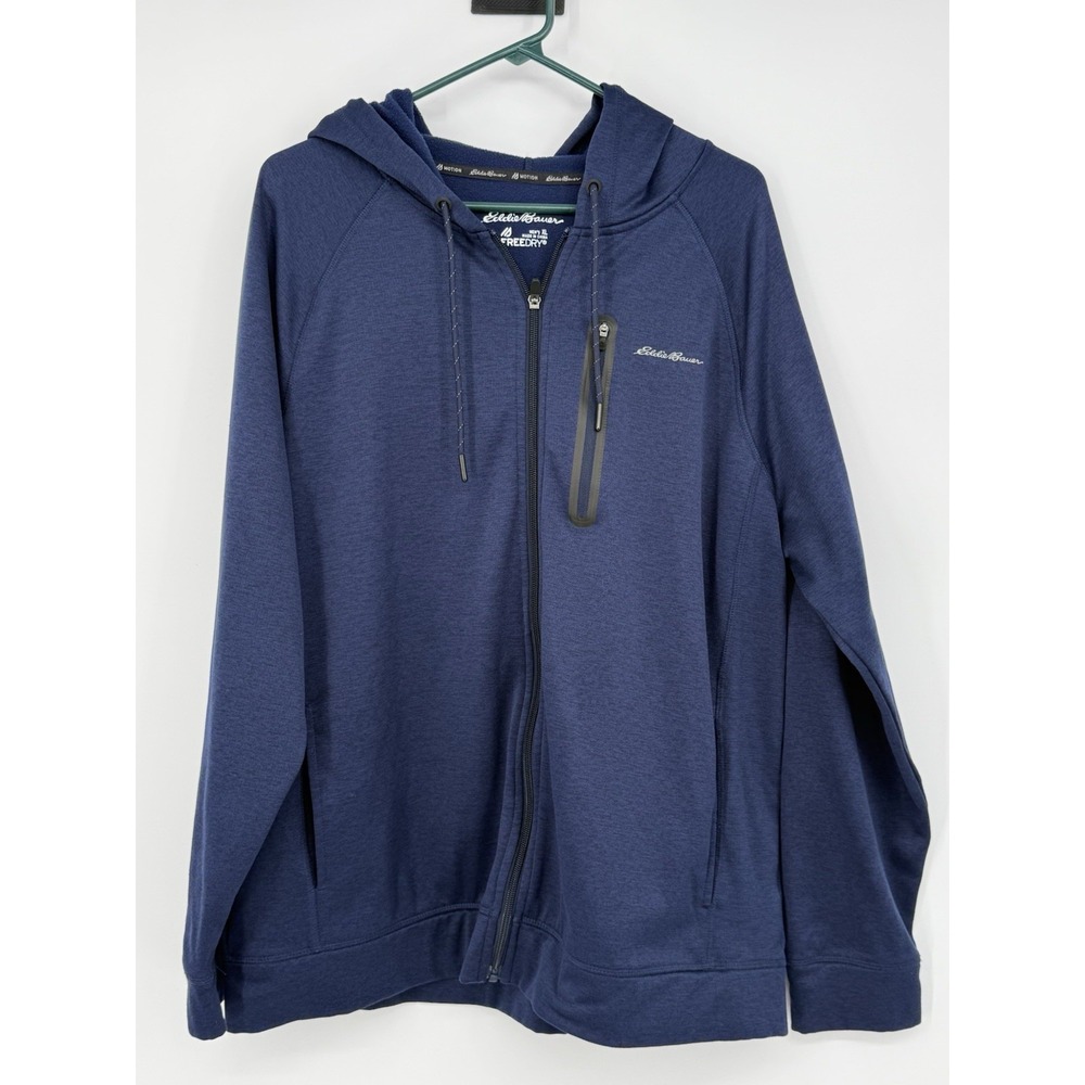 Eddie Bauer Men's Blue Zip Jacket With Hood XL